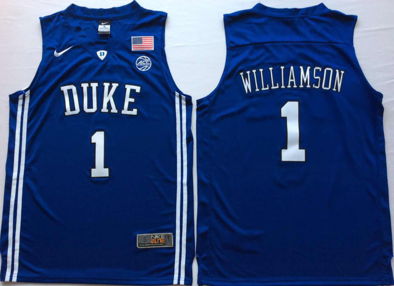 NCAA Men Duke Blue Devils Blue #1 WILLIAMSON.->ncaa teams->NCAA Jersey